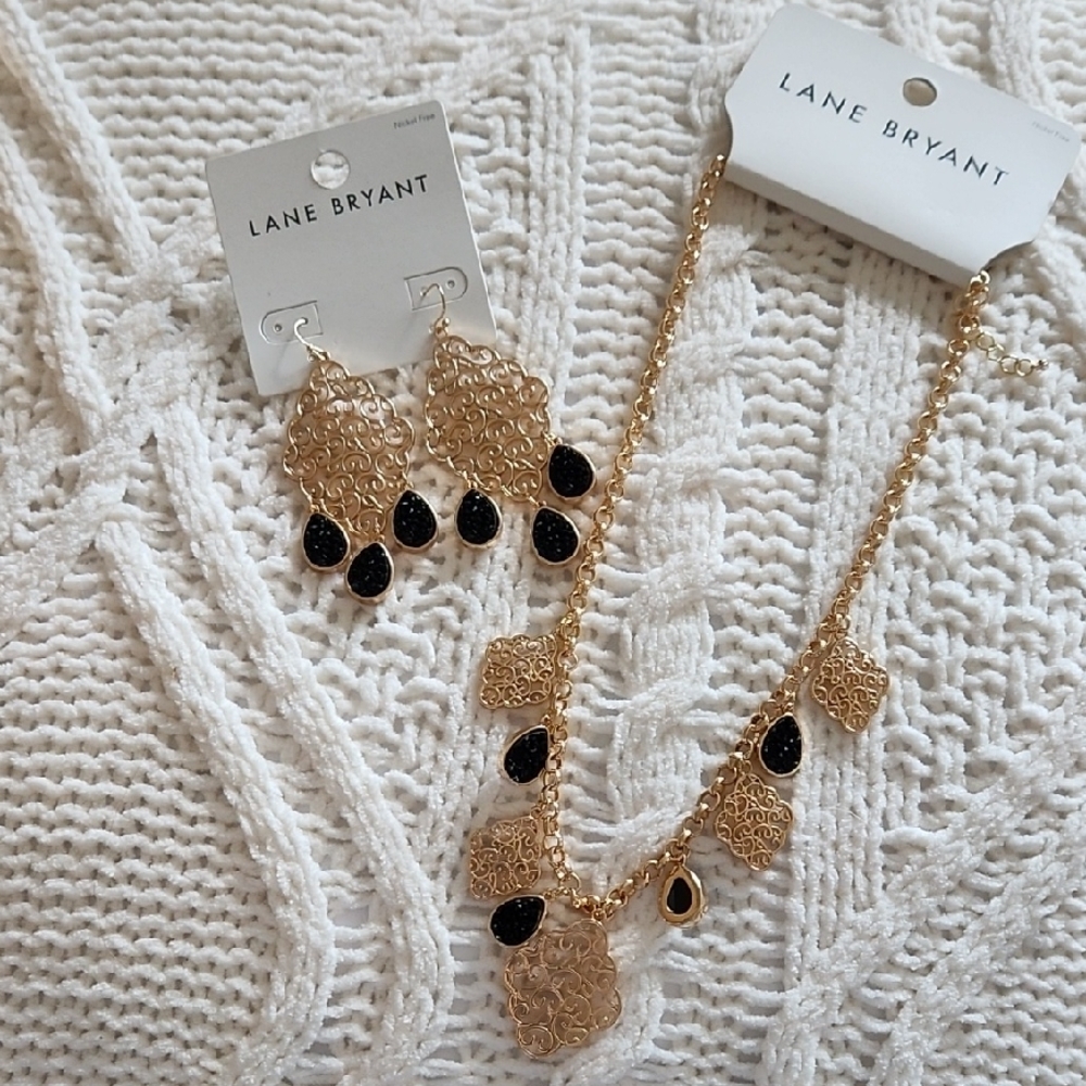 Lane Bryant Gold and Black Earrings